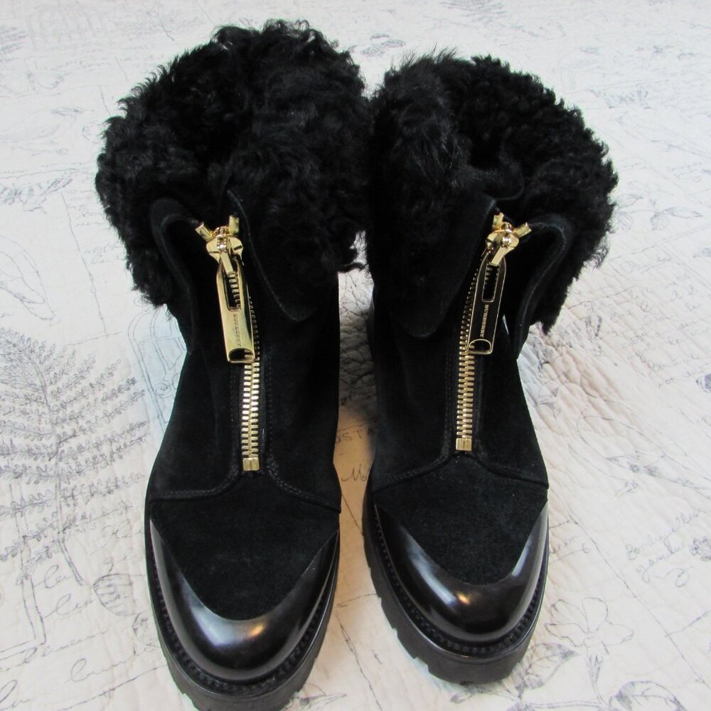 EUC $700 ITALY Burberry Quinsley Shearling Suede Lug waterproof Boots 36 6 - Picture 10 of 16
